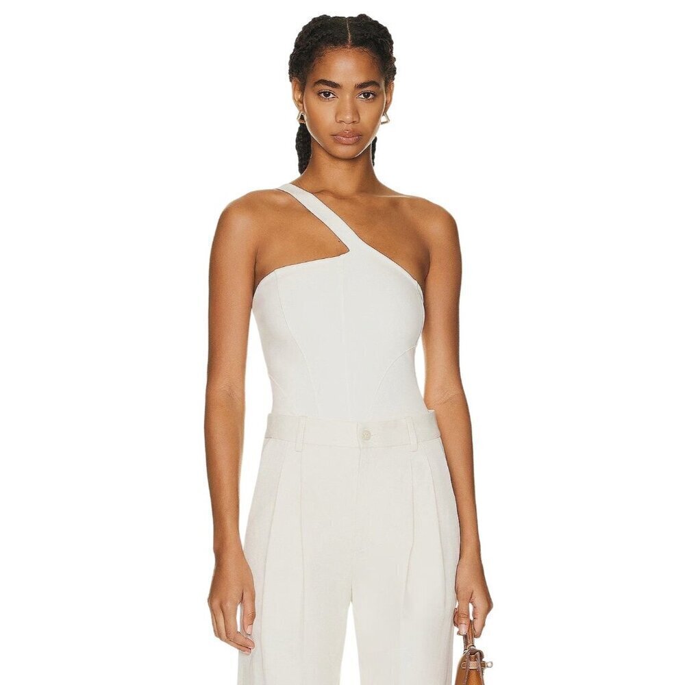 LE ORE One Shoulder Bodysuit in Canvas XSmall New Womens One Shoulder Tank Top